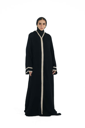 Midnight Hood closed black abaya - front