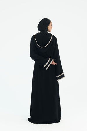 Midnight Hood abaya - back with hood