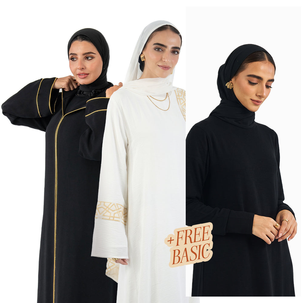 Buy 2 Abayas Get Free Basic